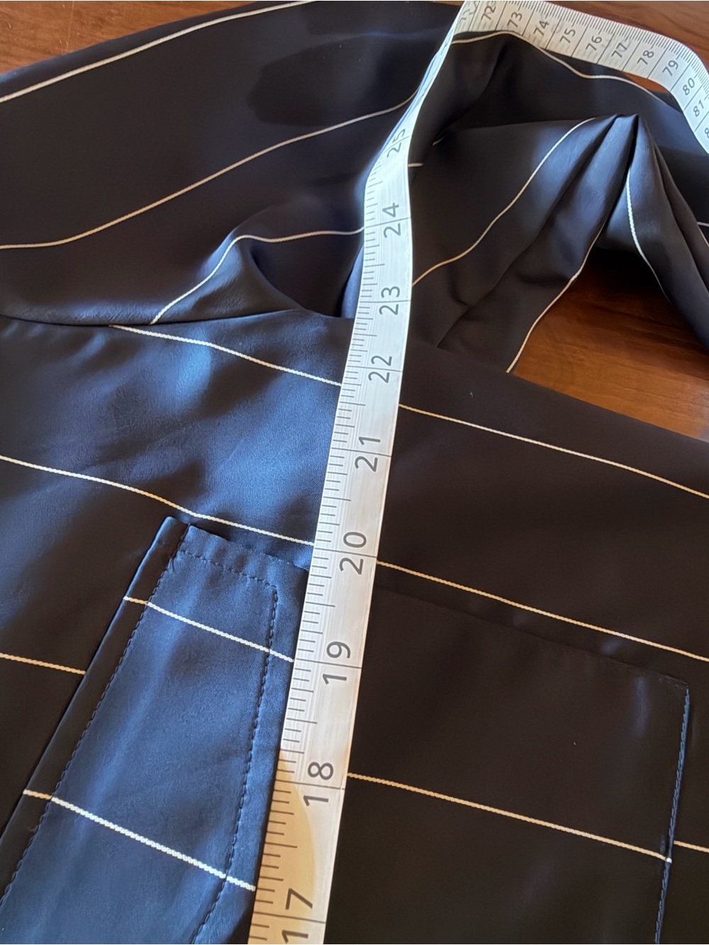 ZARA Navy Shirt with White Pinstripes XL Gold Buttons - Picture 10 of 10